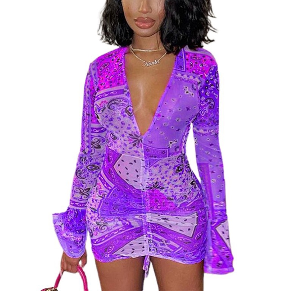 Purple bandana mesh dress